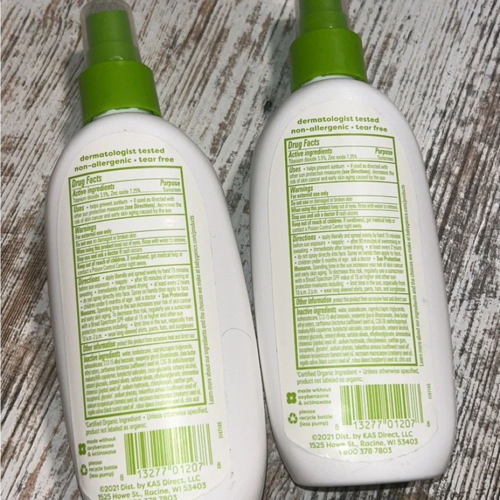 Babyganics SPF 50 Mineral Sunscreen Spray - Blue & Green 2pk